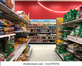 JUNE 13 2018 - MINNEAPOLIS, MN: Pet Food Aisle Inside Of A Target Store, Selling Various Brands Of Dog Food And Treats For Household Pets