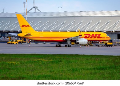 June 13, 2021: DHL's Boeing 757F at East Midlands Airport.