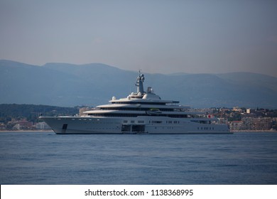 June 19, 2018: Image Of Eclipse Yacht Next To Cannes . Yacht Is Owned By Roman Abramovich .