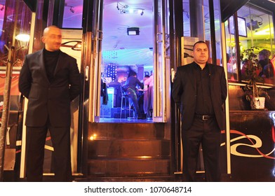 June 2 2018, Bar Security Aka Bouncers Wait At The Bar Door In Bostanci, Istanbul