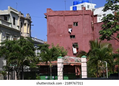 June 20, 2022. Cityscape With Scenic View Of Old Colonial Buildings Along Paseo José Martí  In Havana, Cuba. 