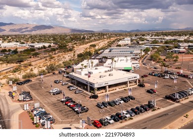 June 20. 2022. Tucson, Arizona, USA. Larry H. Miller Chrysler Jeep Car Dealership In Tucson. Aerial View