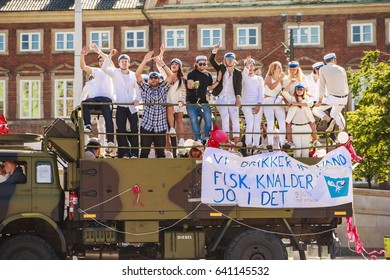 JUNE 2015, COPENHAGEN DENMARK: Copenhagen Students Celebrate Their Graduation Day On The Streets Of Copenhagen