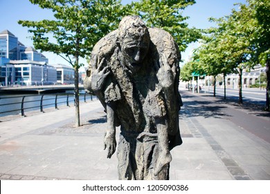 JUNE 2018 - DUBLIN: The Famine Monument (by  Rowan Gillespie), Dublin, Ireland.