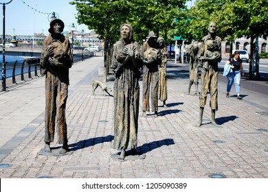 JUNE 2018 - DUBLIN: The Famine Monument (by  Rowan Gillespie), Dublin, Ireland.