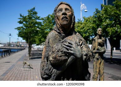 JUNE 2018 - DUBLIN: The Famine Monument (by  Rowan Gillespie), Dublin, Ireland.