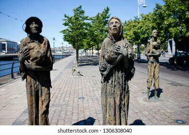 JUNE 2018 - DUBLIN: The Famine Monument (by  Rowan Gillespie), Dublin, Ireland.