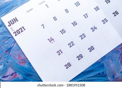 June 2021 calendar. June monthly calendar on blue background