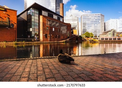 June 2022,Birmingham UK. Birmingham Canal At The Sunset.