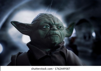 JUNE 21 2020:  Portrait Of Jedi Master Yoda From Star Wars In His Hut On Dagobah - Empire Strikes Back