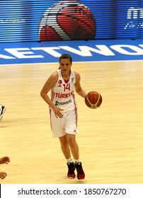 June 22, 2013 Euro Basket 2013 In Sweden And Turkey Women's Basketball Women's National Team Has Encountered In France. Turkey Şaziye İvegün Player Dribbles The Ball.