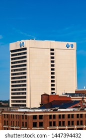 June 23, 2019. Blue Cross Blue Shield Of Michigan (BCBSM) Richard E. Whitmer Building Customer Service Center In Downtown Detroit, Michigan, USA.