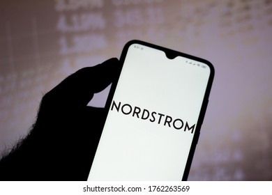 June 23, 2020, Brazil. In This Photo Illustration The Nordstrom Logo Seen Displayed On A Smartphone