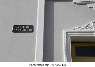 June 23, 2022. Antique Local Street Sign On A Historic Colonial Building Wall In Cienfuegos, Cuba. 