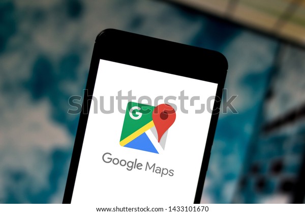 June 24, 2019, Brazil. In\
this photo illustration the Google Maps logo is displayed on a\
smartphone.