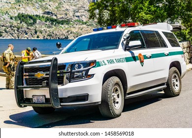 June 26, 2019 Yosemite National Park / CA / USA - US Park Ranger Vehicle Parked At Hetch Hetchy Reservoir During A Training  Program