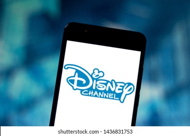 June 28, 2019, Brazil. In This Photo Illustration The Disney Channel Logo Is Displayed On A Smartphone.