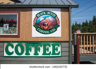 JUNE 3 2018 - Mt. Shasta, California: Black Butte Coffee Cup Company, A Drive Through Coffee Shack Located In Weed, California On A Sunny Day