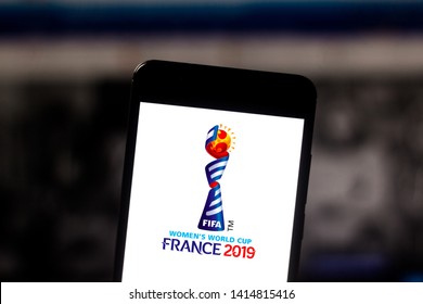 June 3, 2019, Brazil. In This Photo Illustration The 2019 FIFA Women's World Cup Logo Is Displayed On A Smartphone.