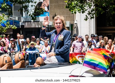 June 30, 2019 San Francisco / CA / USA - Kristin Beck, A Transgender Former US Navy SEAL, Taking Part At The SF Pride Parade On Market Street In Downtown San Francisco