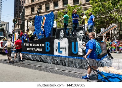 June 30, 2019 San Francisco / CA / USA - Blue Shield California Taking Part At The SF Pride Parade On Market Street In Downtown San Francisco