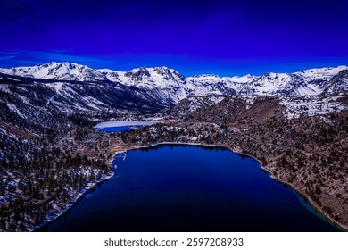 June lake in mono county California. Shot with a DJI Mavic air 2S drone. 