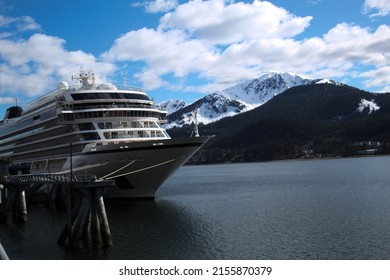 Juneau, Alaska May 7, 2022: Viking Orion docked in Juneau, Alaska at the start of the 2022 Alaska Cruise Season
