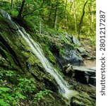 Juney Whank Falls Cascading Eighty Feet Down a Rock Wall, Great Smoky Mountains National Park, North Carolina, USA