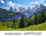 The Jungfrau massif in summer at Lauterbrunnen near Interlaken