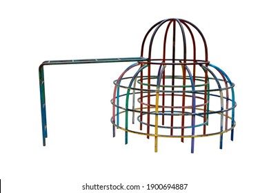 Jungle Gym Playground Isolated On White Background  With Clipping Path.