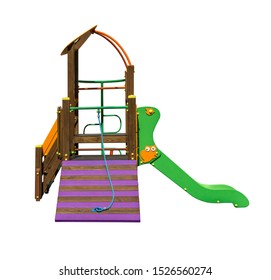 Jungle Gym With Slide For Playground Isolated On White Background