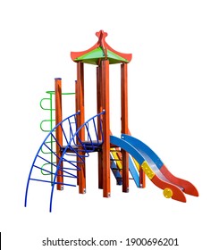 Jungle Gym With Slide For Playground Isolated On White Background