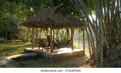 Jungle Hut Next To The River In Cát Tiên National Park, Vietnam.