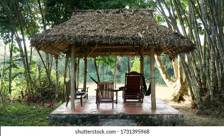 Jungle Hut Next To The River In Cát Tiên National Park, Vietnam.