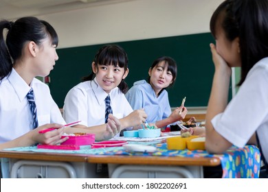 Junior High School Student Eating Lunch