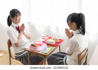 Junior High School Student Eating Lunch