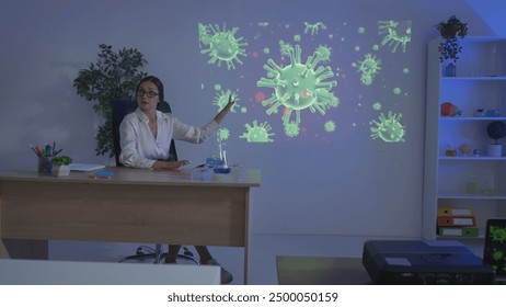 Junior school children in classroom on science chemistry lesson. Teacher shows petri dish, explains video footage on projector. Modern education concept - Powered by Shutterstock