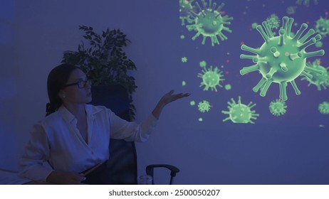 Junior school children in classroom on science chemistry lesson. Teacher shows petri dish, explains video footage on projector. Modern education concept - Powered by Shutterstock