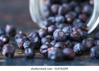 Juniper Berries Spilled from a Spice Jar - Shutterstock ID 514741099