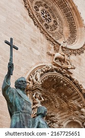 Junipero Serra Missionary Statue. San Francisco Facade Church Mallorca. Spain