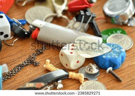 junk drawer items on  table 