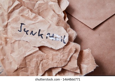 Junk Mail Or Spam E-mail And Unsolicited Letter Idea. Inscription Junk Mail Filled With Proofreader