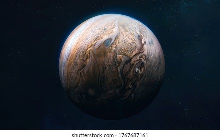 Jupiter planet view from space. Surface of planet. Solar system. Elements of this image furnished by NASA
