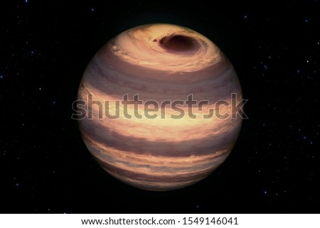 Jupiter with the satellite. Elements of this image were furnished by NASA.