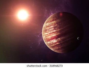 The Jupiter shot from space showing all they beauty. Extremely detailed image, including elements furnished by NASA. Other orientations and planets available.