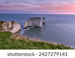 The Jurassic coast of Dorset at sunrise, and the famous chalk cliffs