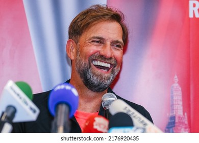 Jurgen Klopp of Liverpool attends a press conference after arriving at Suvarnabhumi Airport in BKK on 10 July, the Match Manchester Utd and Liverpool at Rajamangala Stadium on July12,2022,Bkk Thailand