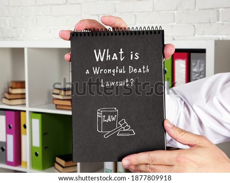  Juridical concept about a Wrongful Death Lawsuit? with phrase on the piece of paper.