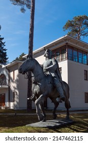 Jurmala. Latvia. April 18, 2022. Monument to Peter the Great (bronze) in Jurmala. The monument is located on private territory. 31. Dzintaru Avenue.