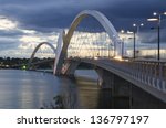 Juscelino Kubitschek Bridge in Brasilia, Brazil at sunset